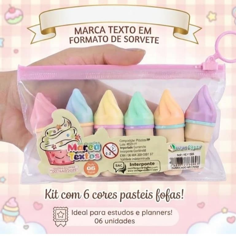Kit 6 Marca Textos Mini Sorvetes ou Kit 4 Marca textos Mini Picolés Cores Pasteis Fofo