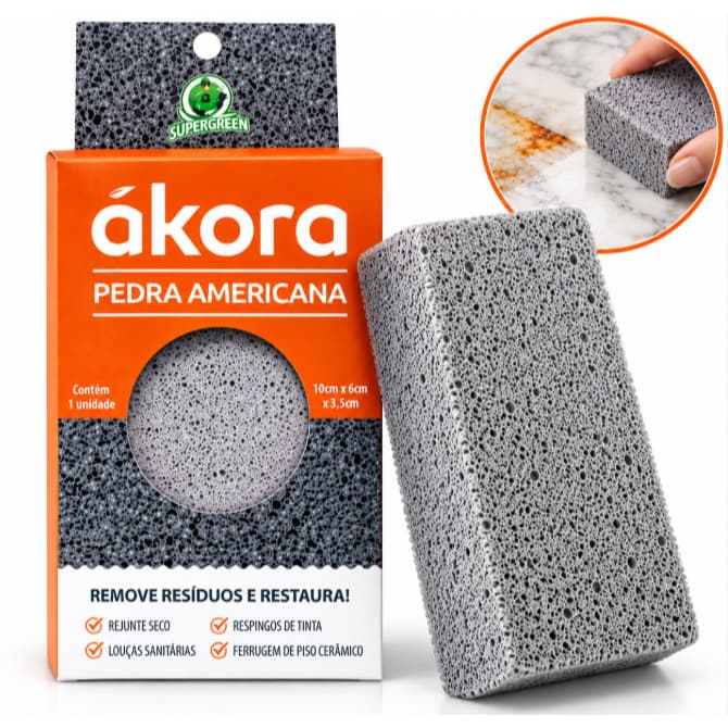 Ákora - Pedra Magica Americana Remove Manchas Ferrugem Rejunte Tinta Limpeza Pesada