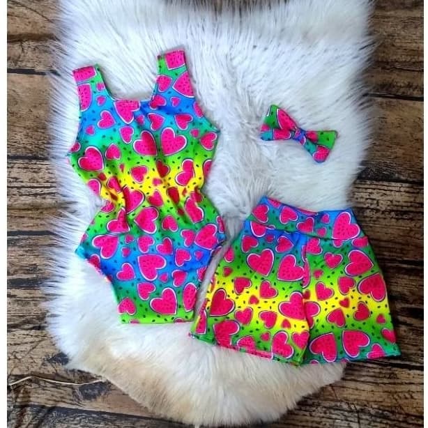 kit com 5 Conjunto ( 5 short+5 bory+tiara) atacado.( suplex )