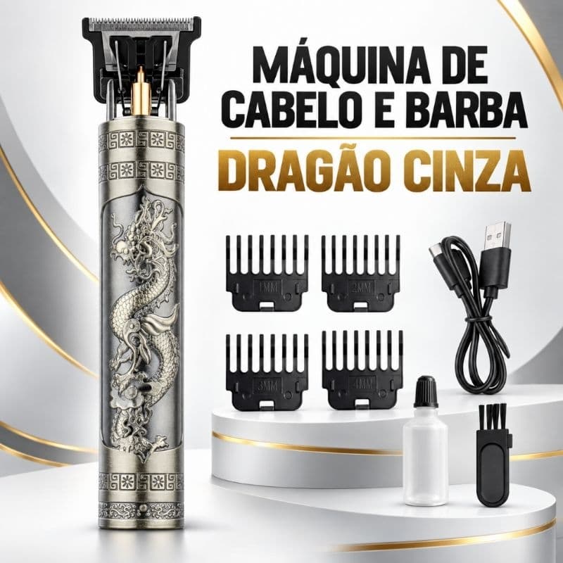 Máquina De Cortar Cabelo e Barba Barbeiro Acabamento Profissional Dragão Recarregável Portátil