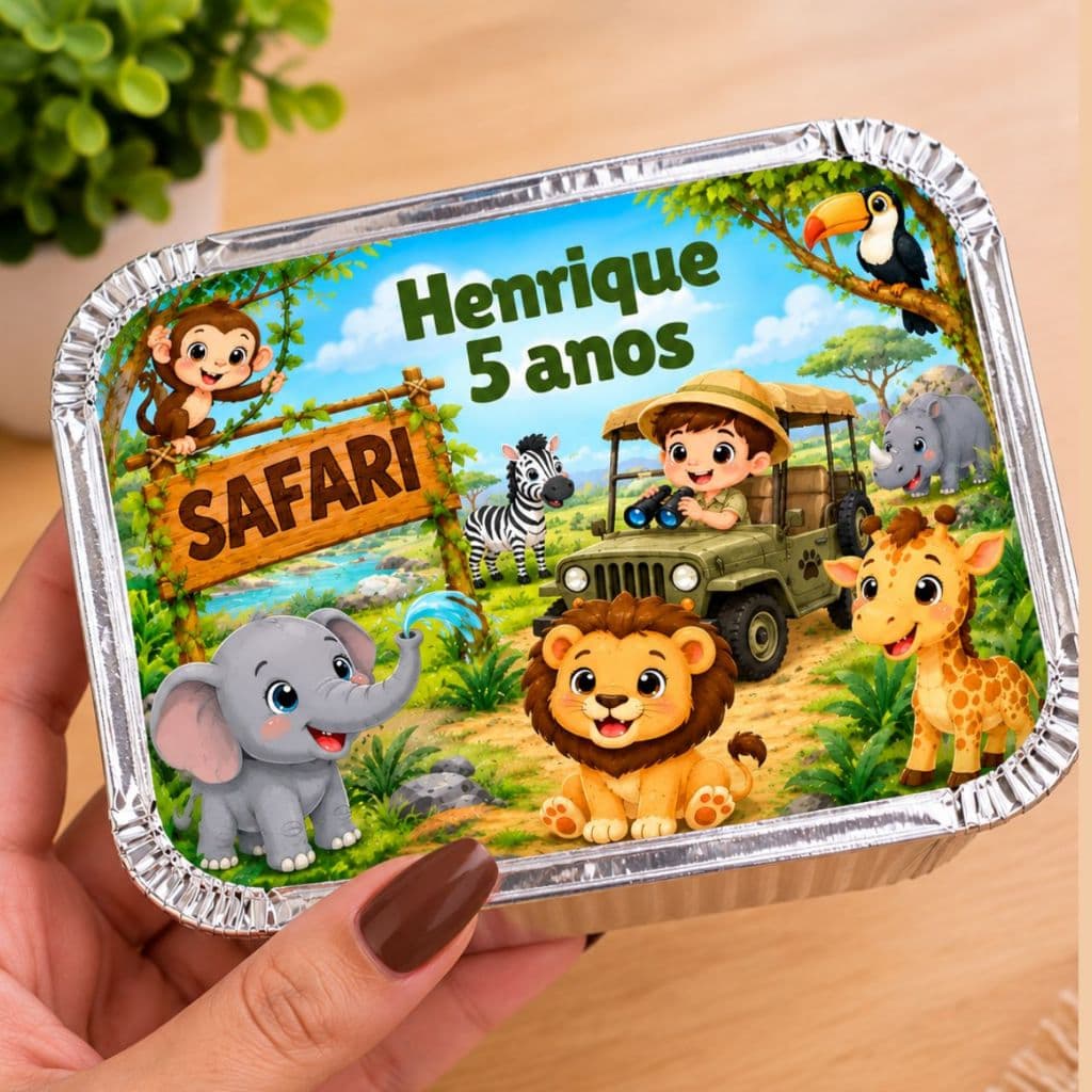Marmitinha Personalizada Safari menino - Marmitinha para bolo ~ Lembrancinha festa, aniversário