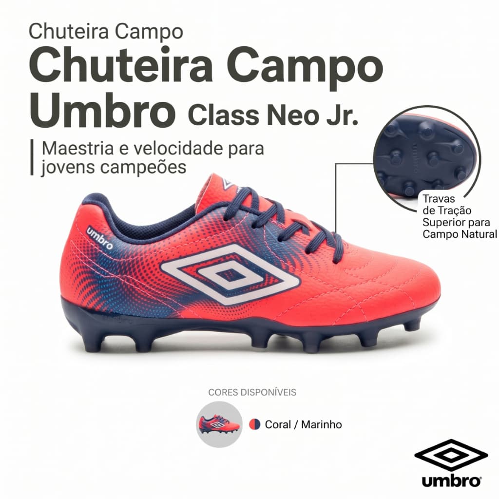 Chuteira de Campo Umbro Infantil Class Neo Jr Futebol Campo Grama Juvenil Profissional Orignal
