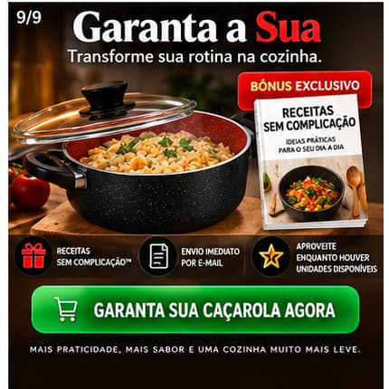 Panela de Caçarola Antiaderente Cerâmica 20 Cm Tampa Vidro