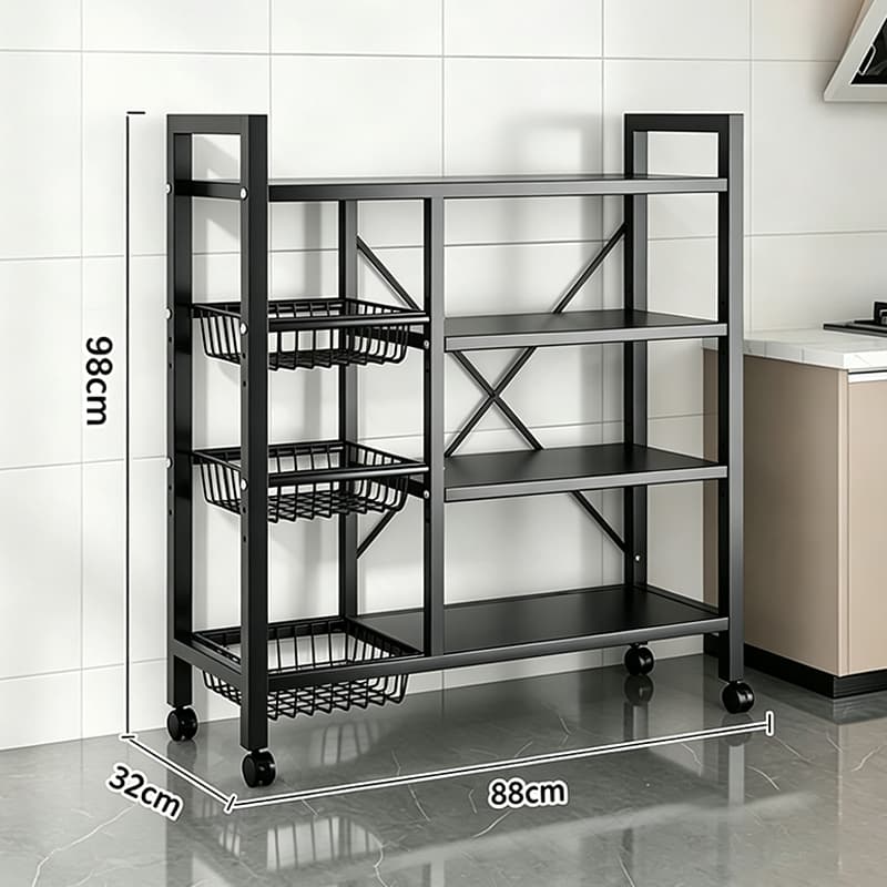 Estante de Cozinha com Rodas, Multicamadas para Micro-ondas e Forno, Carrinho de Armazenamento Móvel