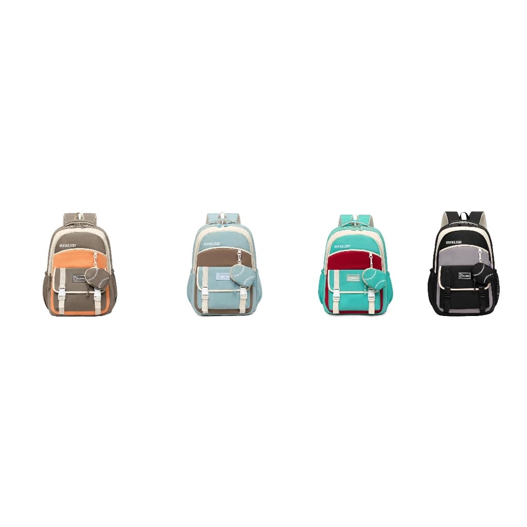 Mochila Escolar Juvenil Casual com Mini Bolsinha Estilo Baseball e Bolsos Funcionais - Cores Variadas
