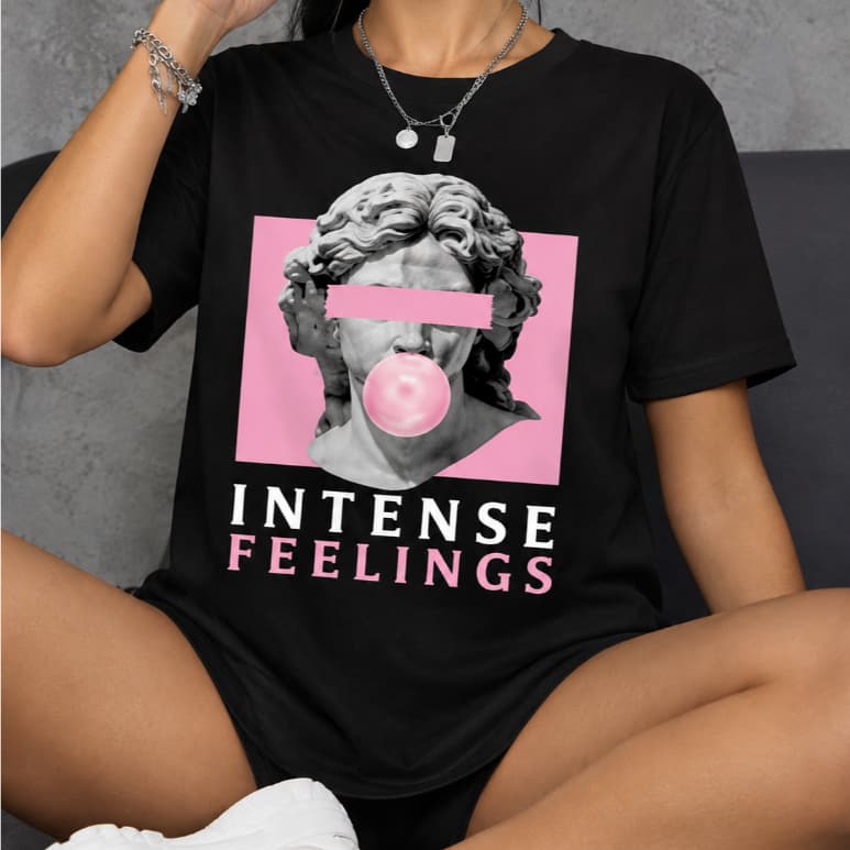 Camiseta ESTÁTUA INTENSE FEELINGS Sentimentos Intensos Escultura Grega Algodão Streetwear