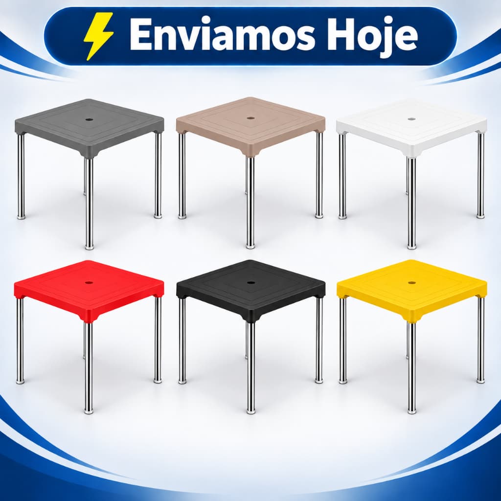 Mesa Sec Line Quadrada Pernas De Alumínio Com Suporte Para Guarda Sol
