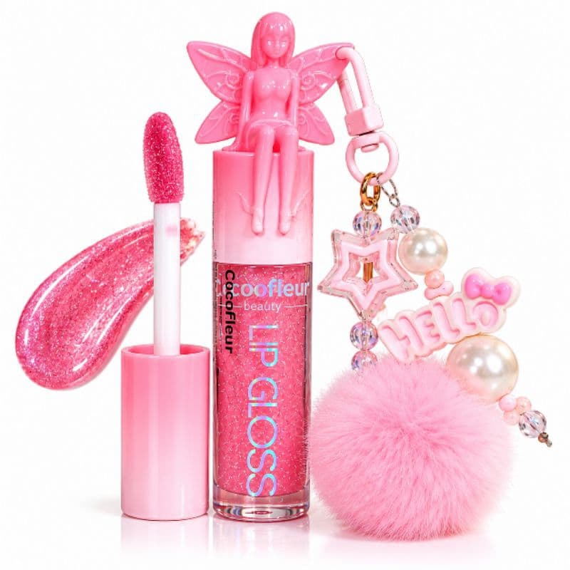 Lip Gloss Cocofleur com Pingente de Fada e Chaveiro Fofo