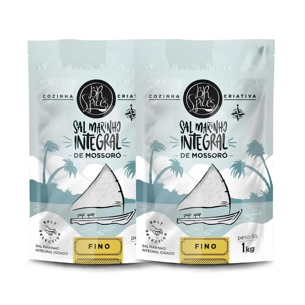 2x Sal Marinho BR Spices Integral De Mossoró Fino - 1kg