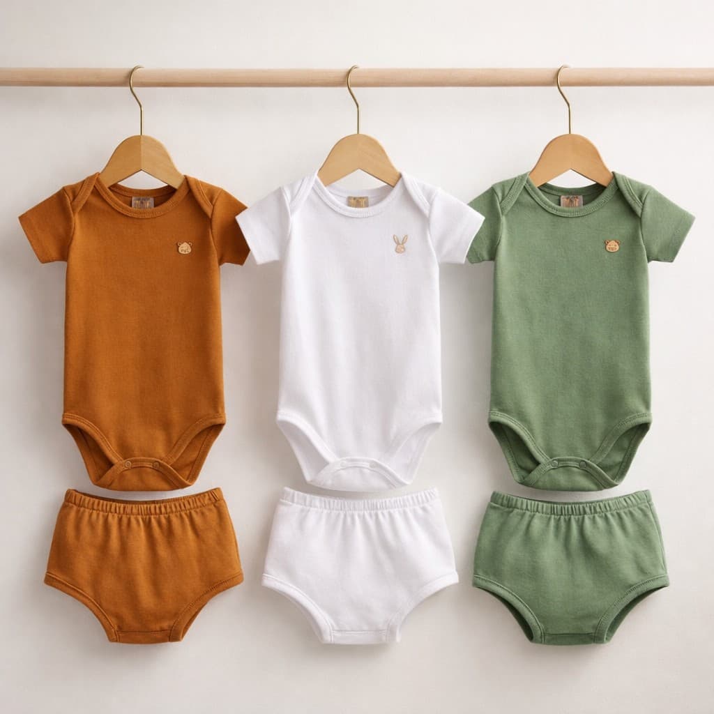 Kit 2 ou 4 Conjuntos Bebê Menino Body Manga Curta + Tapa-Fralda Verão Cores Sortidas P ao GG