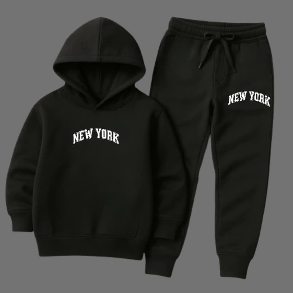 Conjunto Moletom Canguru Infantil Boston Chicago New York Los Angeles Swag Estiloso Blusa de Frio Calça Masculino OFERTA