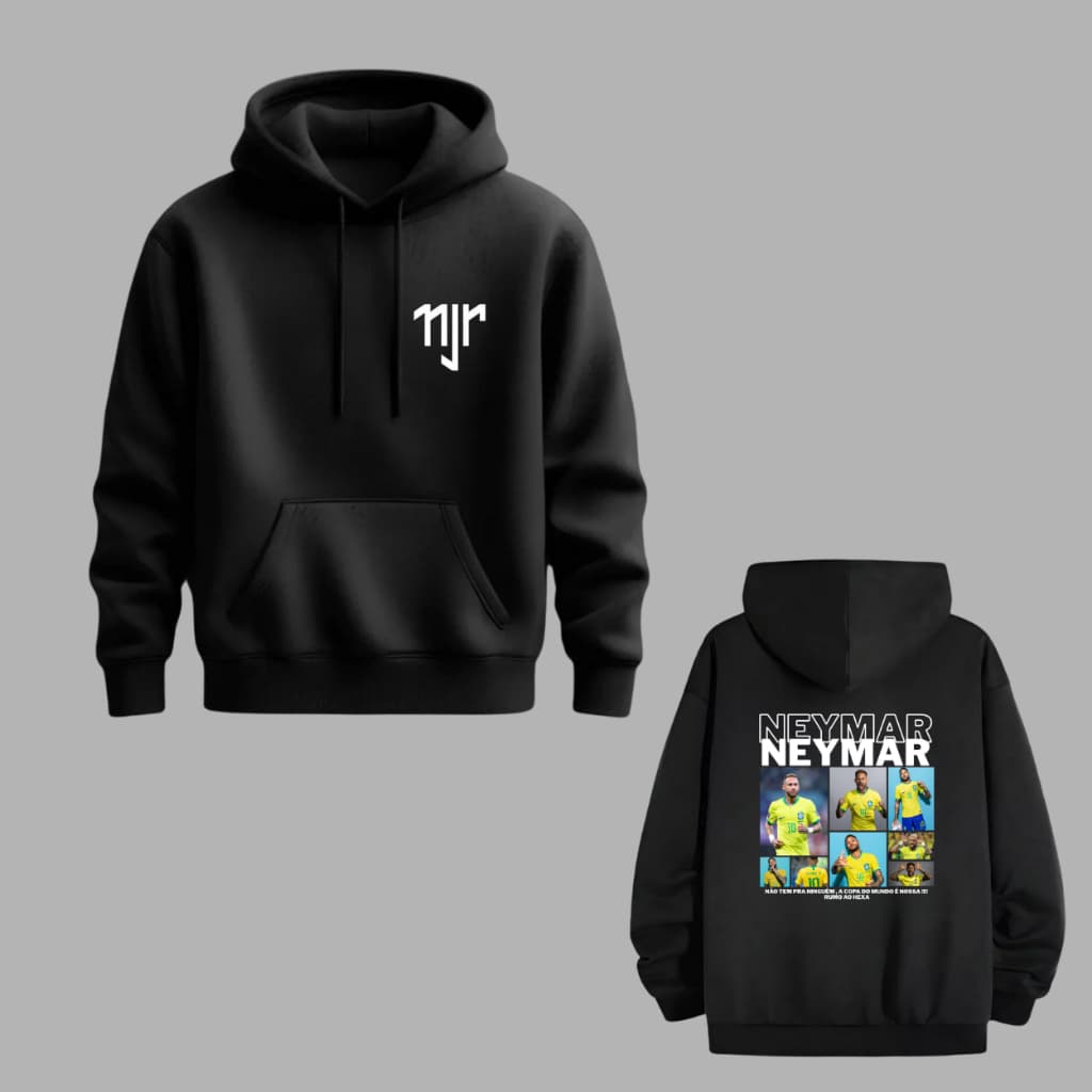MOLETOM BLUSA CRAQUE NEYMAR JR  LANCAMENTO UNISSEX PROMOCAO FUTEBOL COPA MUNDO COM CAPUZ TOUCA E BOLSO CASACO