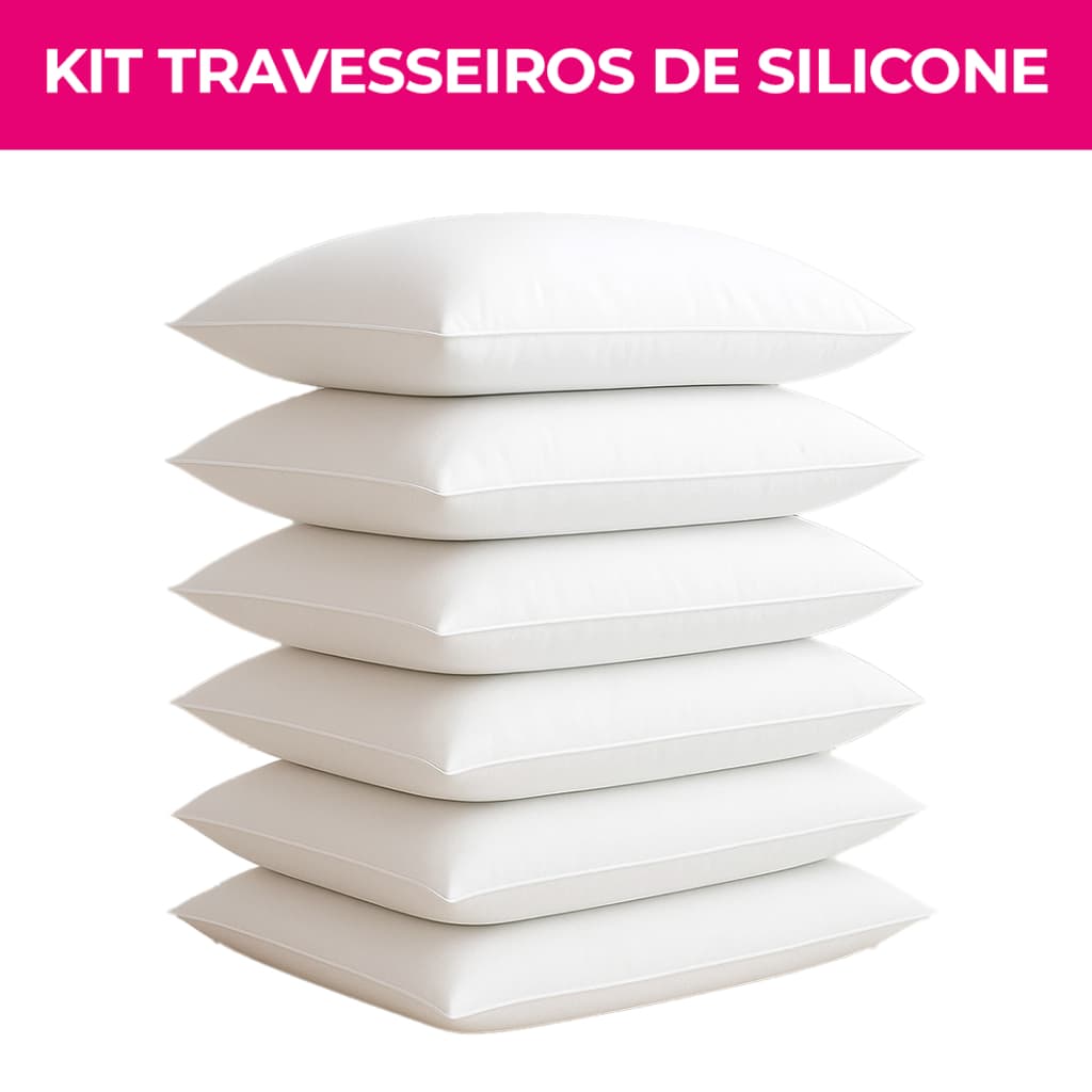 Kit 06, 04 e 02 Travesseiros Plumas de Ganso Macio e Confortável Antialérgico