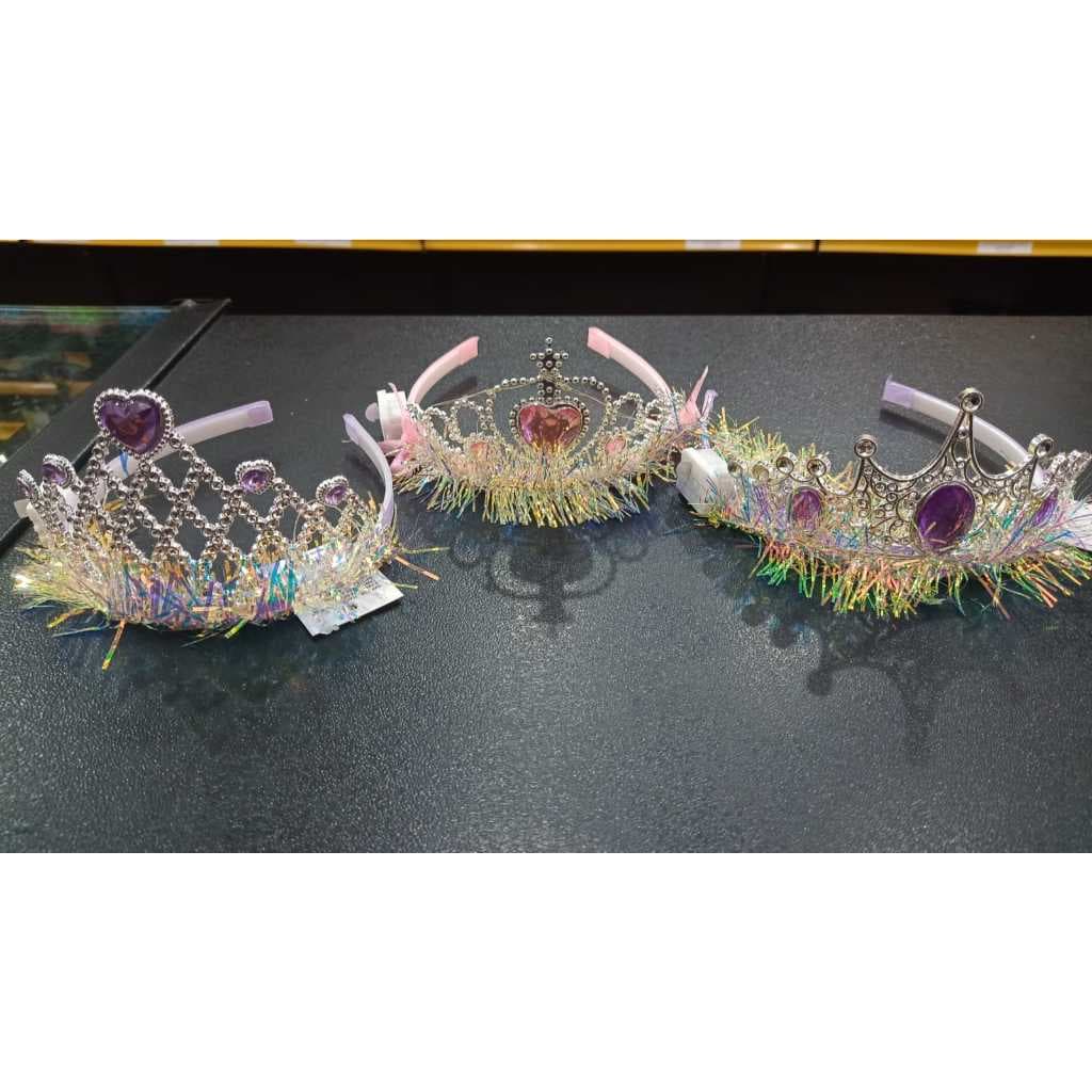 Tiara Princesa Infantil com Strass e Pedras Coloridas + Tiara com Led + Coroa Luxo para Festa, Brincadeira e Aniversário
