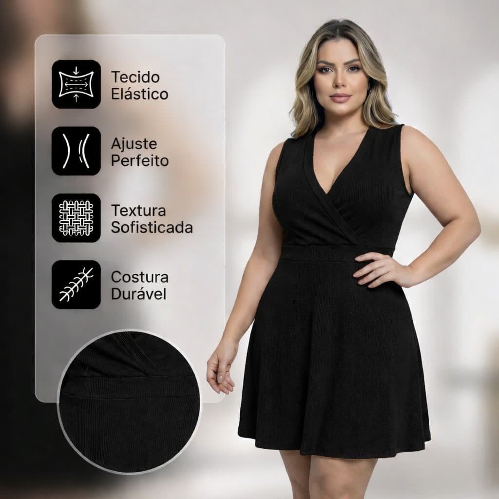 Vestido Feminino Lane Acinturado – Decote V Transpassado, Modela Cintura, Conforto + Elegância em Uma Peça