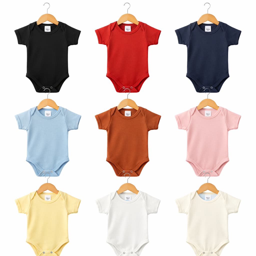 Body Bebê Manga Curta Algodão Egípcio Luxo Liso Confortável Antialérgico Proteção UV Unisex Enxoval