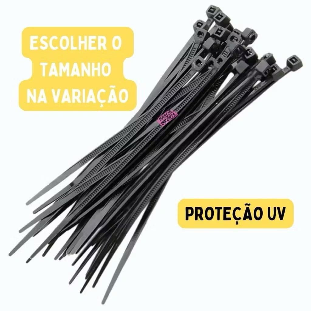 Kit 100 Abraçadeira de Nylon Enforca Gato Cinta Plástica--3,6X150MM