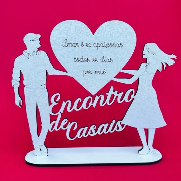 Lembrancinhas Centro de Mesa Personalizadas para Encontro de Casais em MDF Premium 14 x 16 cm