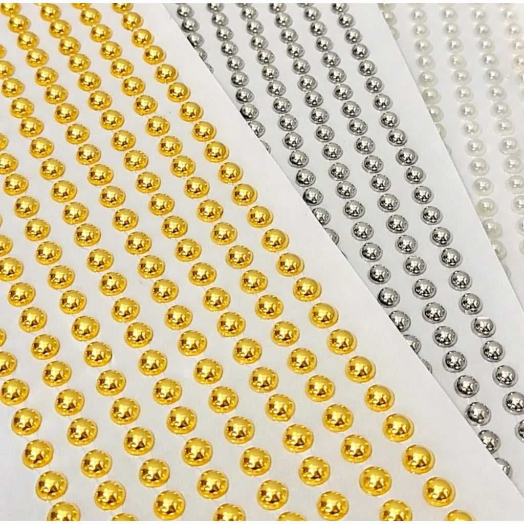 Meia Pérola Decorativa Strass Adesivado - 504 Unidades