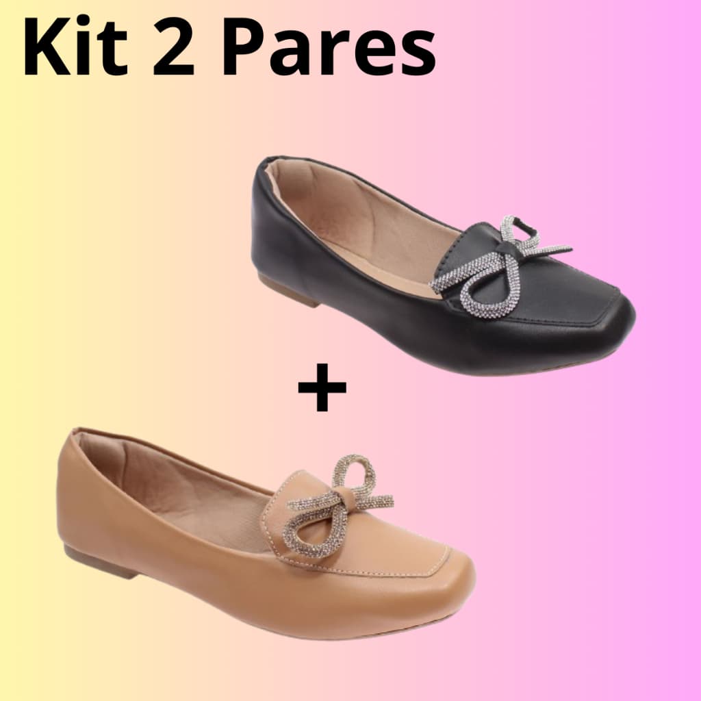 Sapatilha Mocassim Feminino Promoção Kit 2 Pares Lançamento Conforto Moda Trabalho Dia a Dia