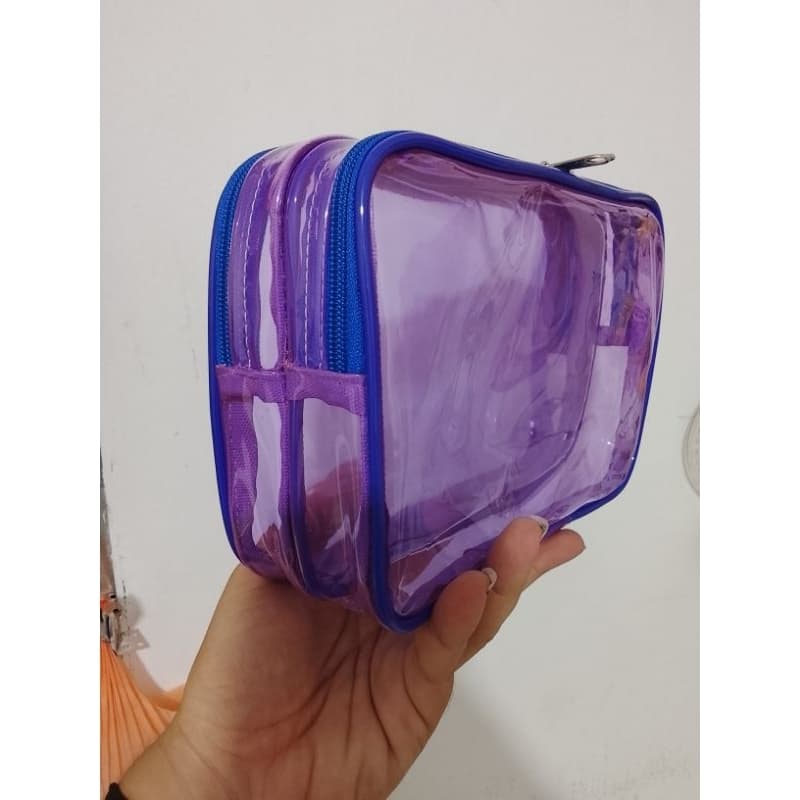Estojo de lápis feminino/Nécessaire duplo Lilás transparente