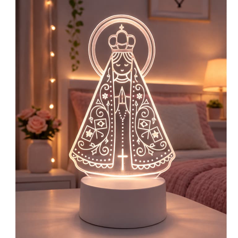 Luminária Led 3D Nossa Senhora / Luz noturna / abajur / Presente Criativo