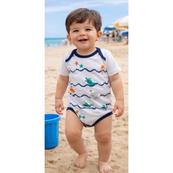 BODY INFANTIL DE ALGODÃO ESTAMPADO MENINO BEBÊ TAMANHO 1