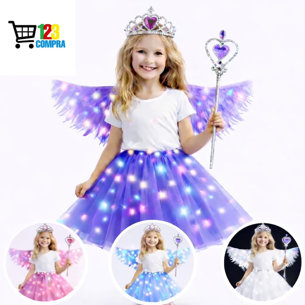 Kit de princesa com Asa de anjo colorida