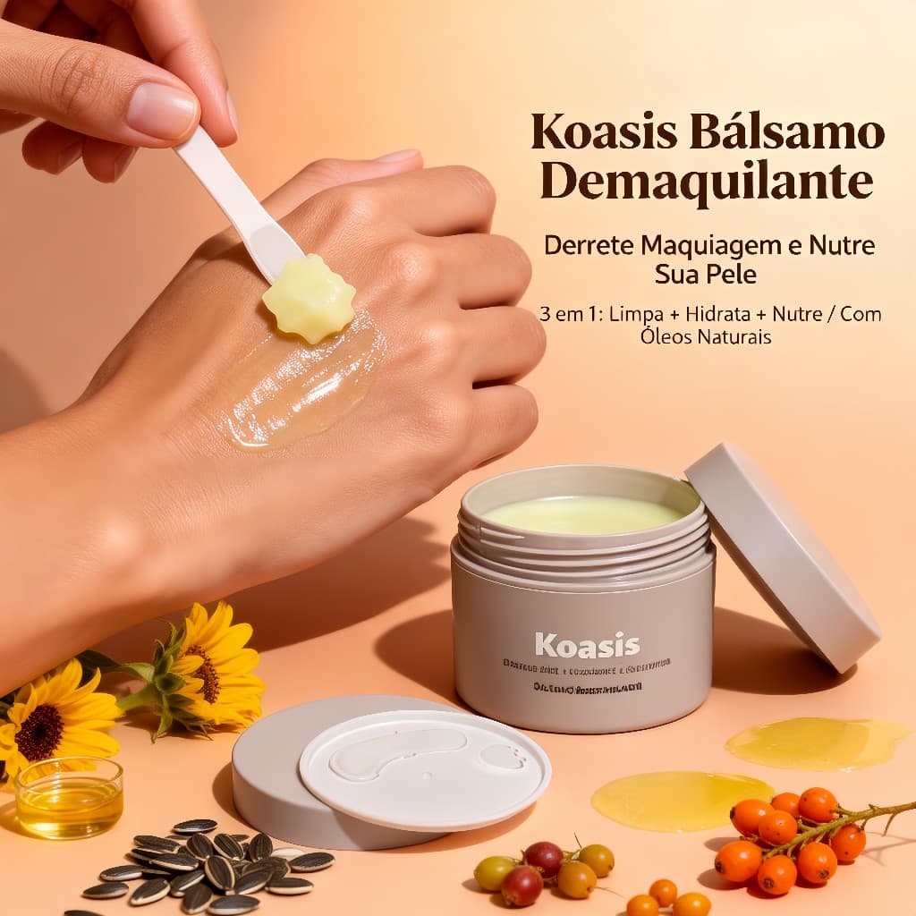 Koasis Beauty Bálsamo Demaquilante – Limpeza Profunda com Óleo de Rosa Mosqueta e Manteiga de Karité