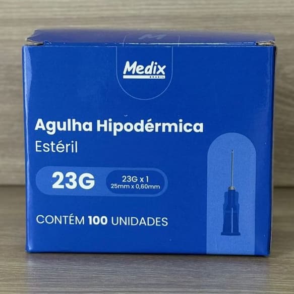Caixa com 100 Unidades Agulha Descartável 25mm x 0,60mm – Medix