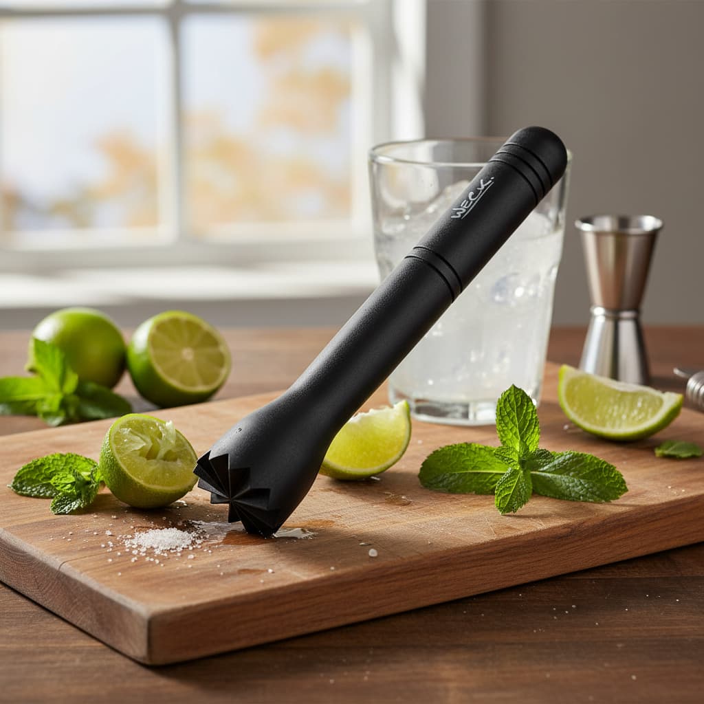 Amassador Socador Macerador Profissional Ponta Estreado Plástico Abs 25 Cm Preto Caipirinhas Drinks Weck
