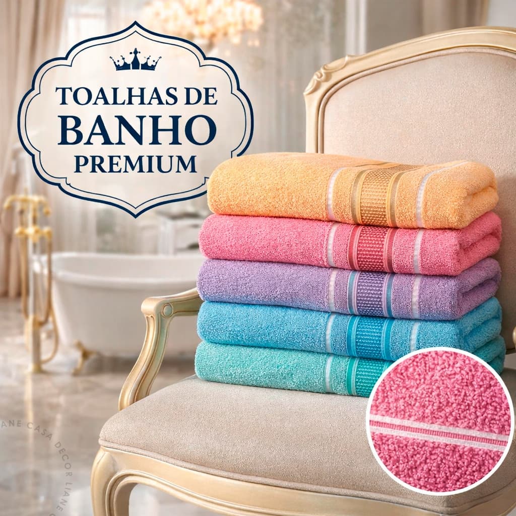 kit 4 Toalhas de Banho Banhão Premium Secagem Rápida Macia Algodão Absorção Cores Luxo Spa