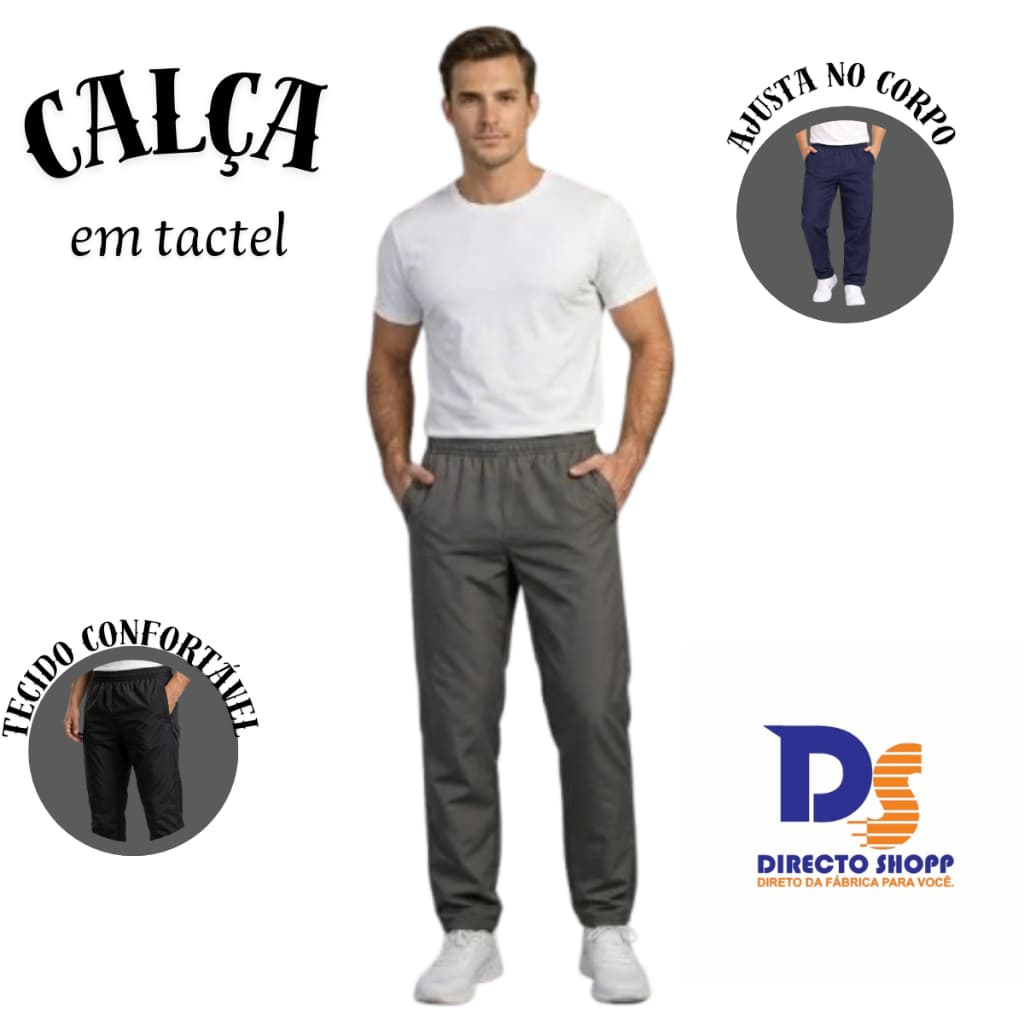 Calça Masculina Tactel Leve Respirável Para Academia e Dia a Dia