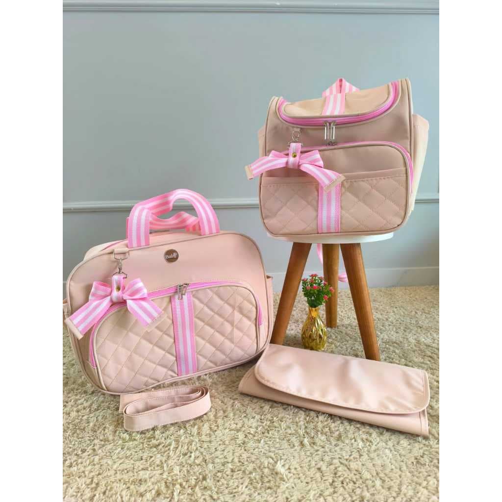 KIT 3 PEÇAS LUXO , BOLSA MATERNIDADE COM FITAS , kIT 3 PEÇAS ELEGANTE ,BOLSAS  TÉRMICAS É IMPERMÉAVEIS.