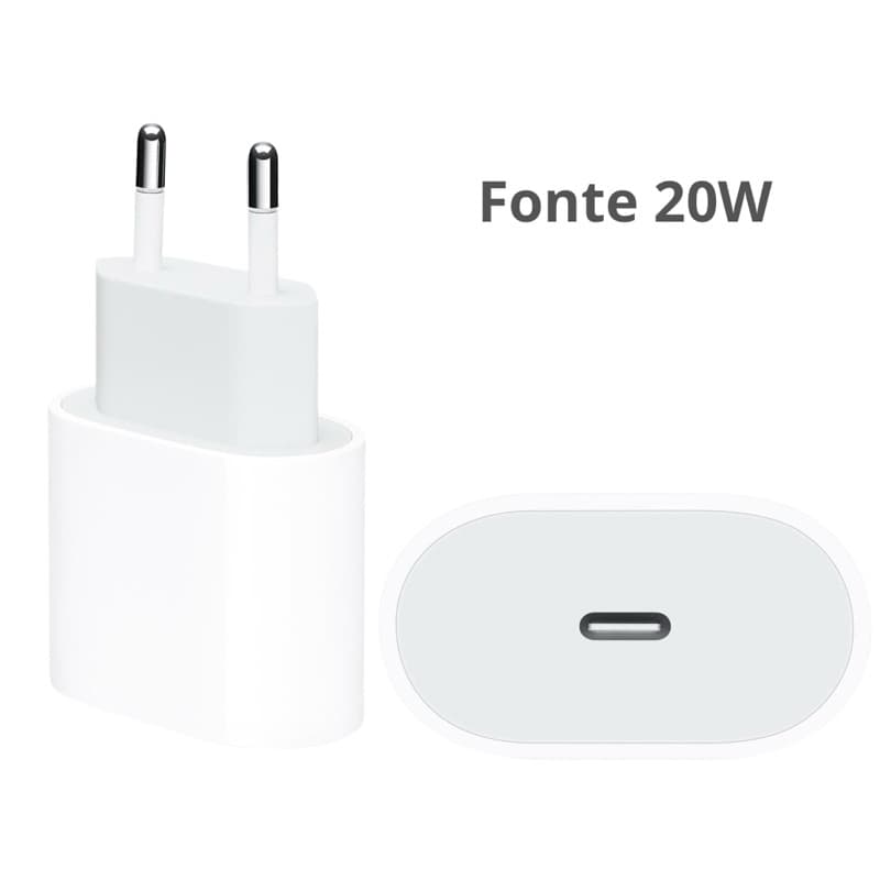 Kit com 3 ou 5 Fontes Turbo 20w Compatível iPhone Carregamento Rápido / Dados