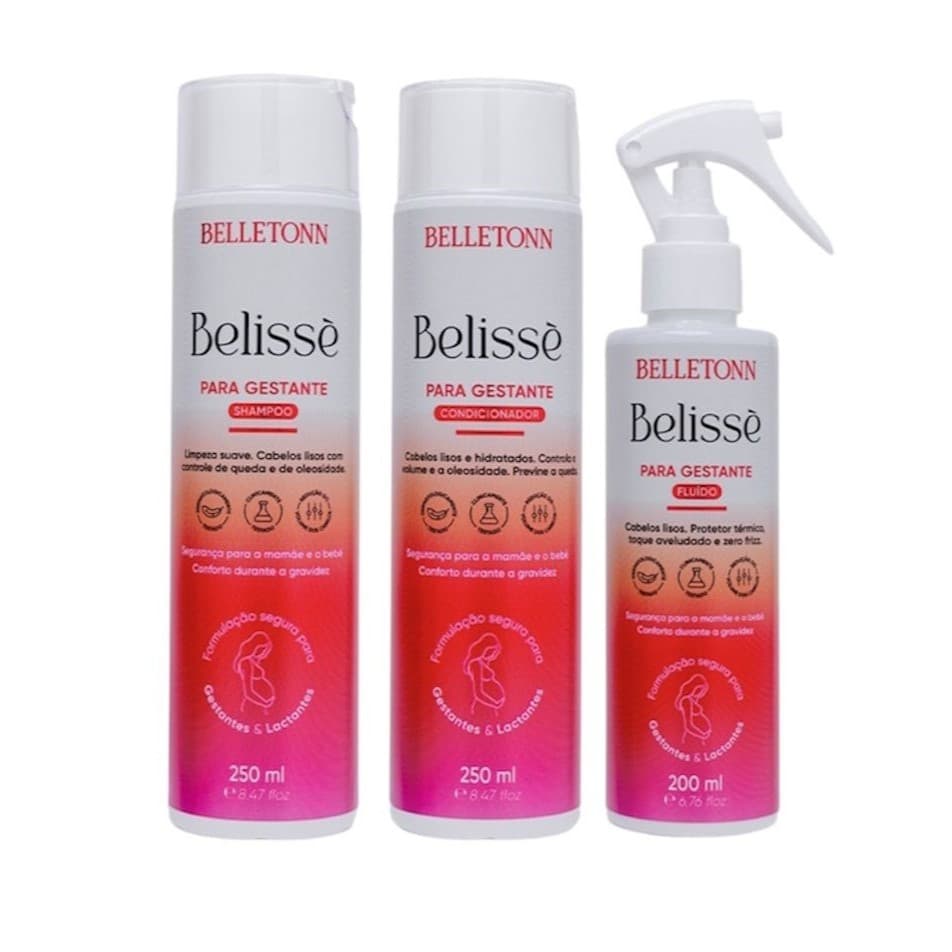 Kit Shampoo, Condicionador E Fluído Para Gestantes Belletonn Belissè