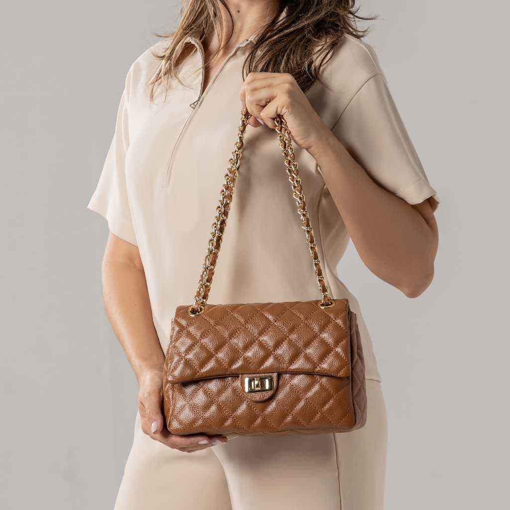 Bolsa Feminina Couro Legítimo Vittal Barbara Design Matelassê