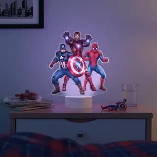 Luminária LED UV Colorida Herois Marvel Homem Aranha Ferro Capitão América Presente Criativo