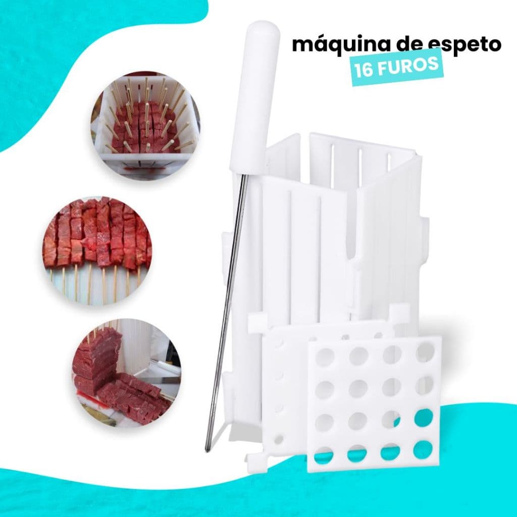 Maquina De Espeto Profissional 16 Espetinhos Polietileno Carnes Rapido E Facil