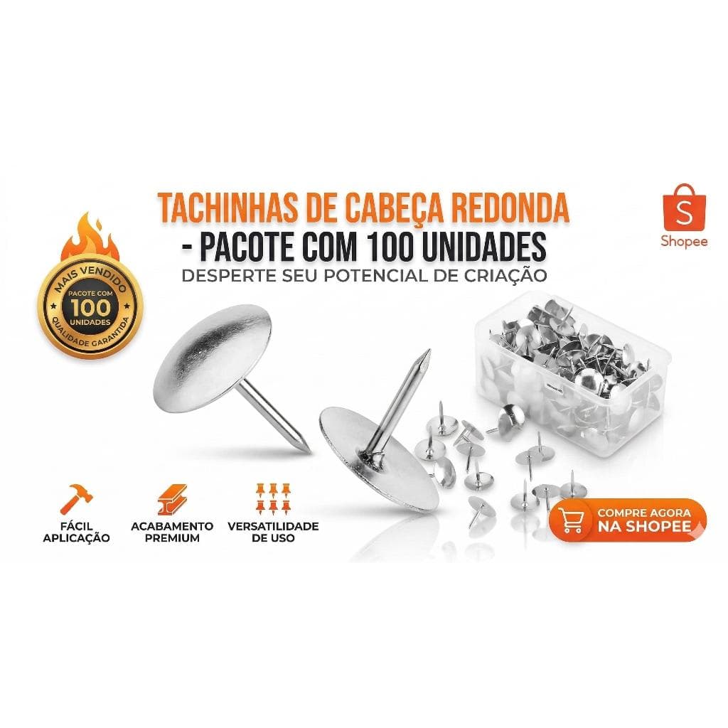 100 Unidades Percevejo Material Escritório Escolar Papelaria Prateado