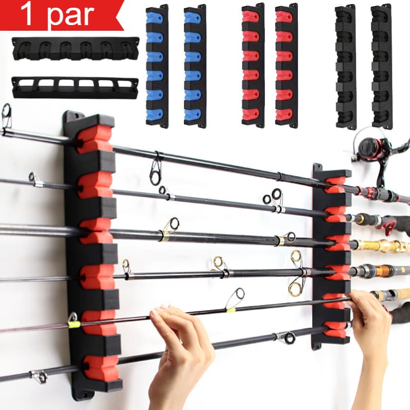 Suporte de Vara de Pesca Horizontal Vertical Parede Teto Organizador para 6 Varas