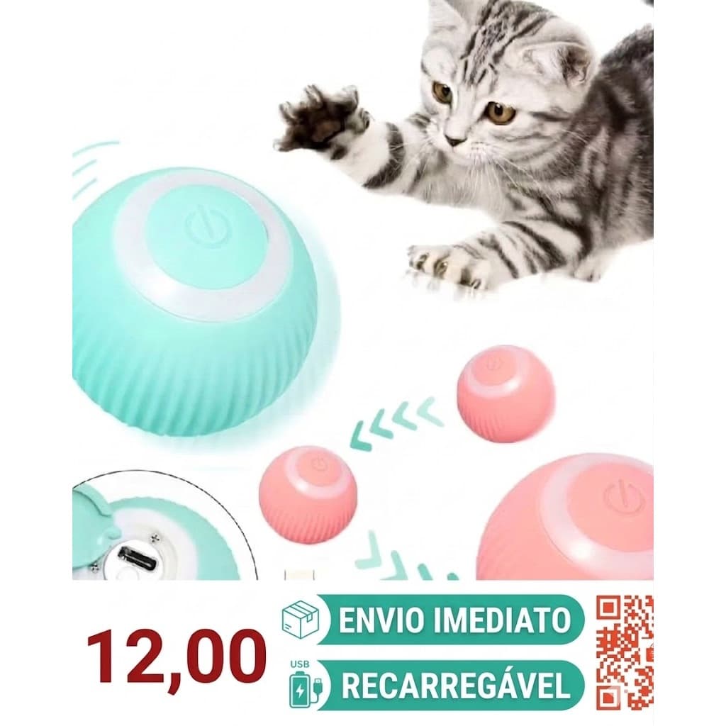 Brinquedo Pet Bola Giratória Inteligente PET Recarregavel USB