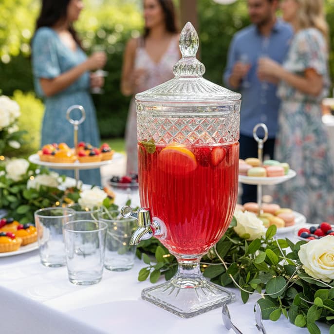 Suqueira 5 Litros de Vidro Grande para Água Aromatizada Drinks Festas Casamento