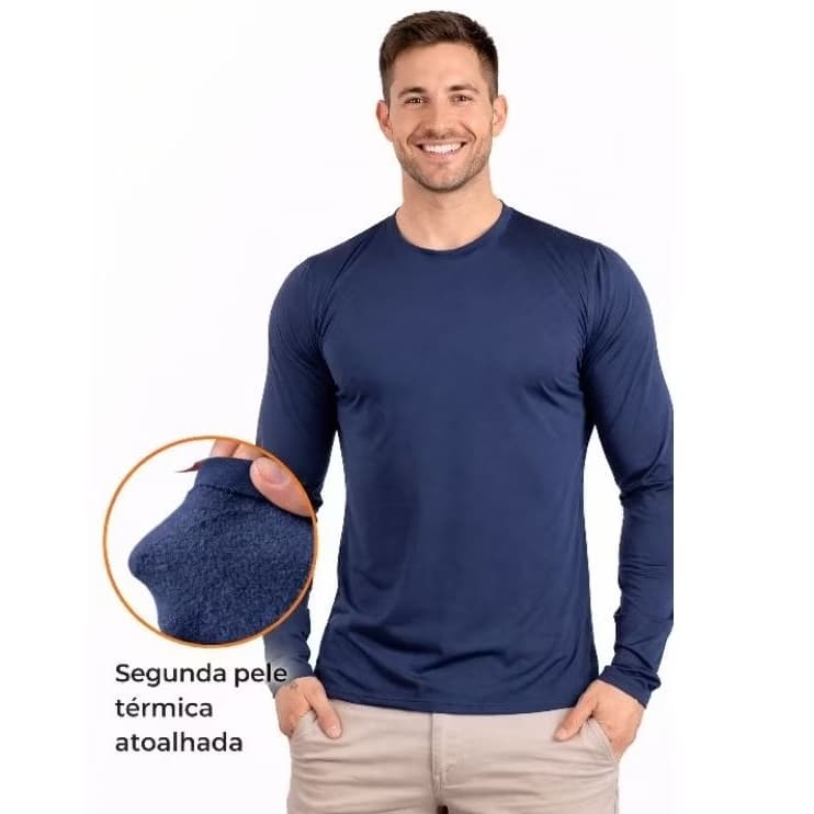 Blusa Térmica Masculina Segunda Pele Peluciada Flanelada Forrada Frio Intenso Inverno Premium Manga Longa Confortável.