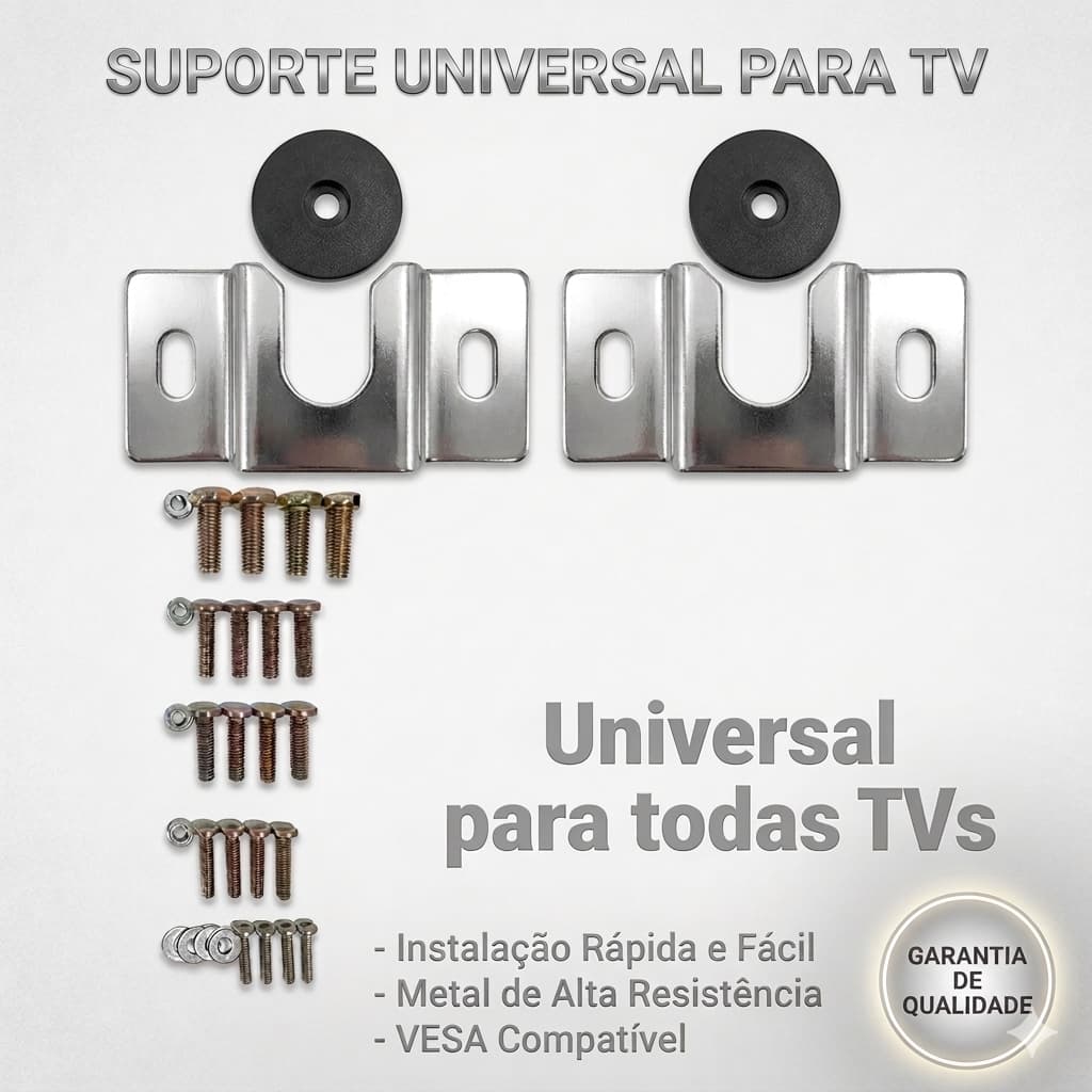 KIT Suporte Universal Fixo P/ Smart TV LED LCD 4K UHD Parede Painel 10 até E 100 Polegadas
