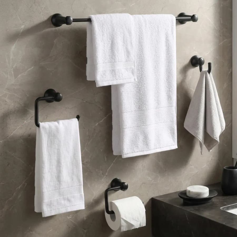 Conjunto de Acessórios Para Banheiro 5 Peças Toalheiro Cabide Porta Toalha