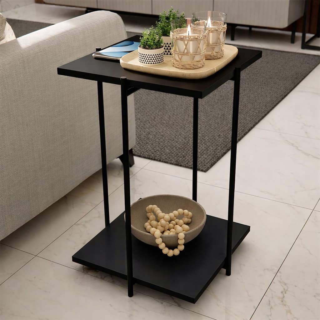 Mesa De Centro Quadrada Mesinha Lateral Apoio Sofa De Canto Sala Mesa De Cabeceira Decorativa Alta