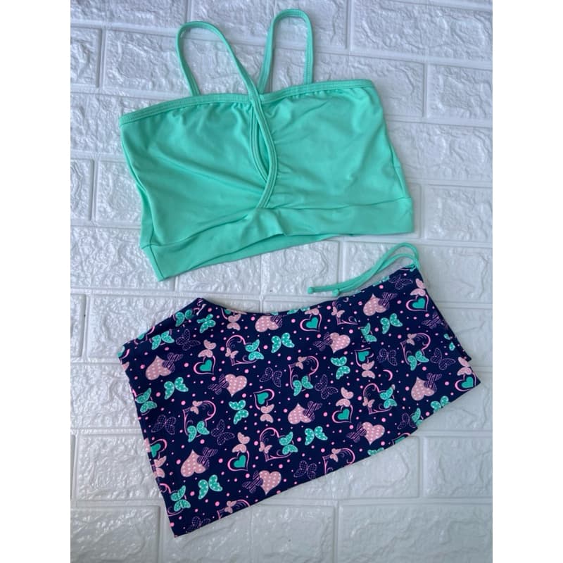 Conjunto borboleta com verde fitness Top ou Short Avulso poliamida fitness ( Peças vendidas separadamente)