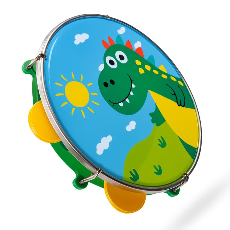 Pandeiro Luen Dino Verde Platine-las amarelas Infantil Dinossauro Full