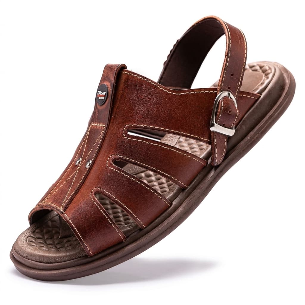 Sandália Chinelo Masculino Couro Legítimo Antistress Macio Confortável - Envio Imediato